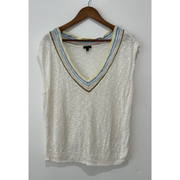 Talbots Womens Shirt Vest Large V Neck Linen Blend Beachy Resort Layering - Picture 1 of 10